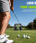 Golfer using Two In One Golf Chipping Practice Net For Backyard Foldable Two And A Half Feet Includes Ground Stakes