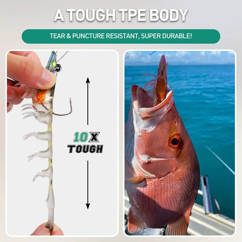 Duramax Pre Rigged Soft Fishing Lures With BKK Hooks No Rigging Needed Tear Resistant TPE and caught fish on a boat