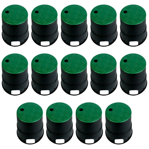 14 Pack PP Valve Boxes 6 Inch Anti Slip Sprinkler Valve Box Plastic Round Green And Black Irrigation Water Meter Box