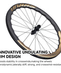 UNAAS HARD2 Carbon Fiber 700C Wheelset Disc Brake Wave Rim showcasing UD Glossy Gold finish with Pillar 1423 spokes