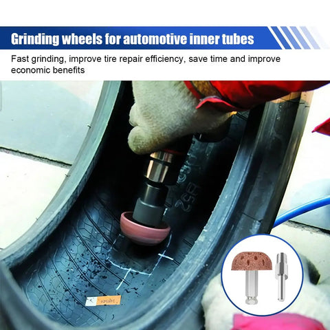 Heavy Duty Tire Patch Kit For Quick Flat Fixes With 30 Reinforced Patches including tire grinding wheel in action on inner tube