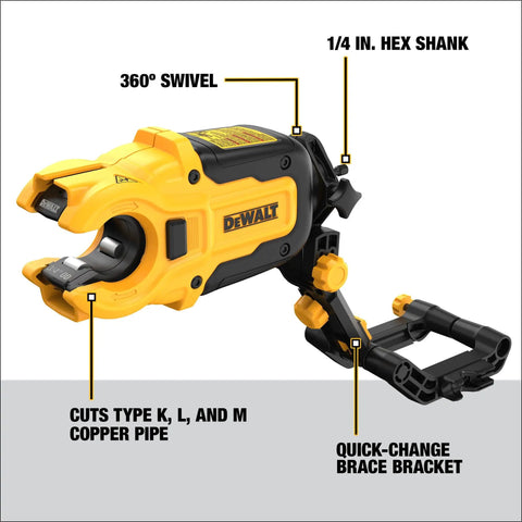 Copper Pipe Cutter And Impact Driver Attachment For Quick Change Cutting 4X Faster Copper Pipe Cuts 100X Less Effort Than Manual