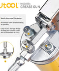 Close-up of nozzle and valve on Heavy Duty 8000 PSI Pistol Grip Grease Gun Kit With 14 Oz Capacity And 18 Inch Resin Flex Hose