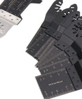 18 Piece Oscillating Multitool Blades Set With Universal Fit For Most Brands, showing high carbon steel blades for wood cutting.