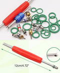 Car AC Repair Kit With 270Pcs Green Rubber O Ring Set And 102Pcs Valve Core Kit With Remover Tool For R12 R134a Refrigeration Systems