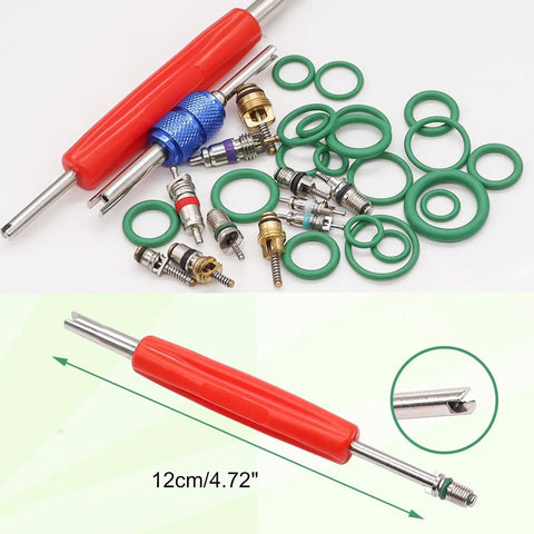 Car AC Repair Kit With 270Pcs Green Rubber O Ring Set And 102Pcs Valve Core Kit With Remover Tool For R12 R134a Refrigeration Systems