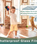 Child in room with 4 Mil Clear Security Window Film Shatterproof Privacy Shield For Glass Windows At Home And Office