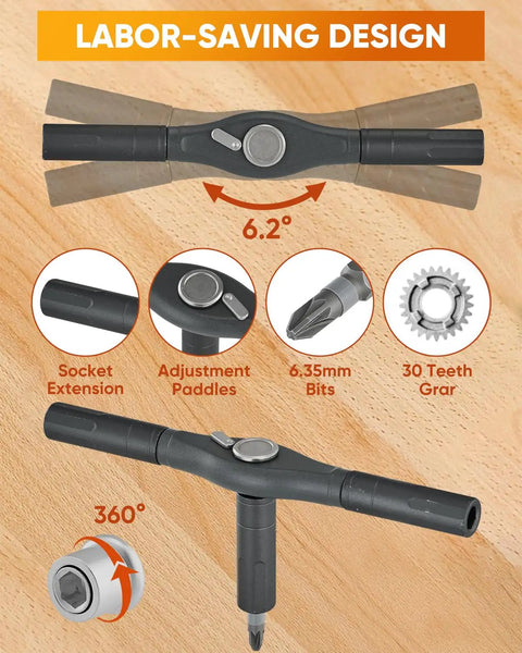 All In One Magnetic Screwdriver Set Saker 66 In 1 Portable Ratcheting Kit with detachable handle and multi-bit design.