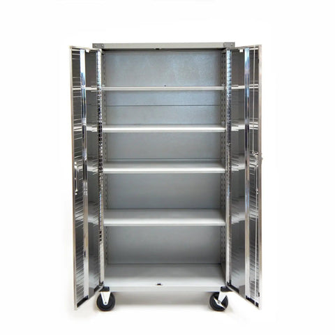 Rock Solid Built Tough Steel Rolling Storage Cabinet With Lockable Double Doors Adjustable Shelves And Heavy Caster Wheels For Garage Shop Organization Granite Finish