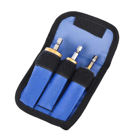 3 Piece Straight Grooved Step Drill Bit Set With Hex Shank HSS Titanium Coated Drill Bits For Metal Wood Plastic in blue pouch