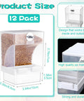 12 Pack No Mess Bird Feeder For Cage with clear polypropylene material, measuring 5.9in height, great for parakeet and canary.