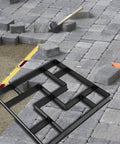 DIY Pavement Mold for Garden Walkways and Patios, Reusable Plastic Path Maker in use for creating stone designs on patio