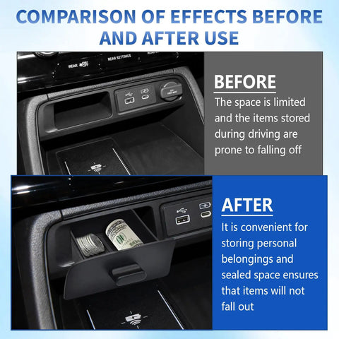 Comparison of effects before and after using Center Console Organizer Tray For 2023 To 2026 Pilot And 2026 Passport