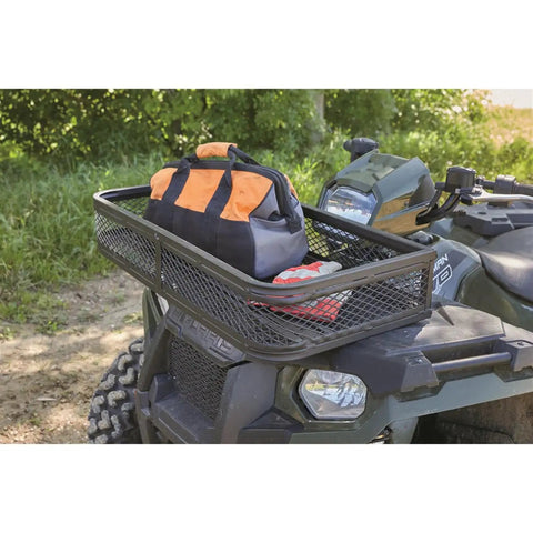 ATV Front Cargo Basket Luggage Carrier Rack Heavy Duty Steel 36 Inches By 17 Inches By 5.25 Inches With Side Rails on ATV