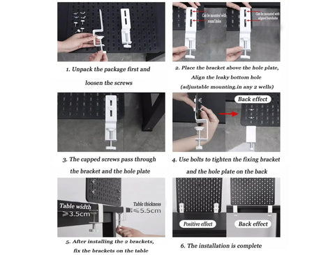 Step-by-step guide for Set Of 2 Desk Clamps For Pegboard Mounting Metal Brackets Dope Office And Gaming Desktop Organization installation