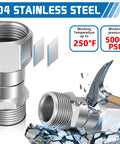 2 Pack M22 to 14mm Pressure Washer Swivel Fittings, Anti Twist Connector Joint, 360 Degree Kink Free Swivel for Gun and Hose, Stainless Steel, Handles Up To 5000 PSI, 304 stainless steel