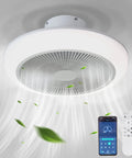 Low Profile Ceiling Fan With Light Enclosed Flush Mount Bladeless Smart Ceiling Fan With Remote App And Wall Control showcased