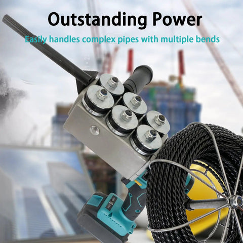 No Sweat Heavy Duty Auto Wire Threading Machine featuring dual 3.0 Ah batteries, flexible wheel assembly for bending pipes.