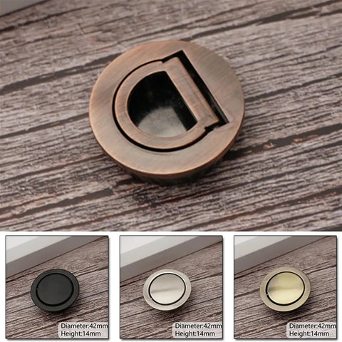 Hidden Door Handle Set Recessed Metal Pulls For Cabinets And Drawers Invisible Round Wardrobe Shoe Pulls Durable Metal Construction