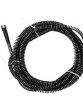 Heavy Duty Steel Drain Snake Auger coiled in a loop, extends to ten meters for clearing stubborn bathroom and kitchen buildup.