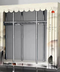 Rock Solid Portable Canvas Wardrobe Roomy Fabric Closet Storage Organizer With Sturdy Hanging Rail and elegant patterned sides.