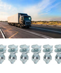 Heavy Duty 50 Pack Tire Spikes Built Tough With Tungsten Steel Tips showing tire spikes with a truck on an icy road.