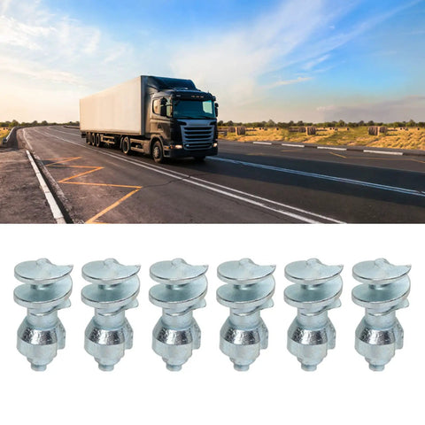 Heavy Duty 50 Pack Tire Spikes Built Tough With Tungsten Steel Tips showing tire spikes with a truck on an icy road.