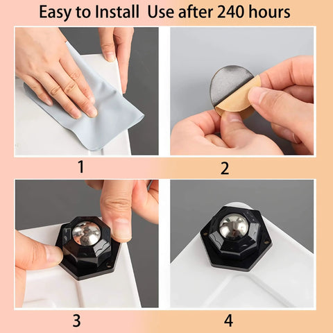 Installation steps for Four Pack Self Adhesive Caster Wheels 360 Swivel Mini Ball Bearing Rollers 300 Lbs Capacity For Furniture And Bins