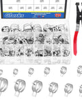Image of 121Pcs 12 Sizes 7mm To 22mm Spring Band Hose Clamps Kit With Vacuum Fuel Silicone Pipe Clips and pliers