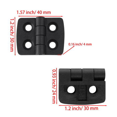 Plastic Cabinet Door Hinge 40x30mm Black Nylon Hinges With 8 Screws 2 Pack For Electrical Panels 40x30mm Open Size 24x30mm Folded
