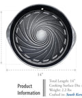 Korean BBQ Nonstick Grill Pan For KBBQ Lovers, Cast Aluminum Build, 14-inch, Swirled Channel Design Drains Fat, Made In Korea Black