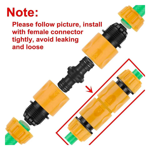 Heavy Duty Garden Hose Connector Set With Quick Fix Twist Lock Joints For 3/4 Inch Faucets And Sprinklers To Stop Leaks And Repair Broken Pipes In A Snap