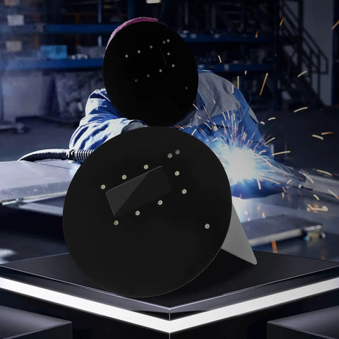 Pancake Welding Hood Helmet With 2x4 Lens Compatibility, Ultra Lightweight, front view with welder in background