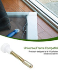 Heavy Duty Aluminum Window Screen Plunger Latches 16 Pack With Caps showing assembly for easy installation on standard tracks.