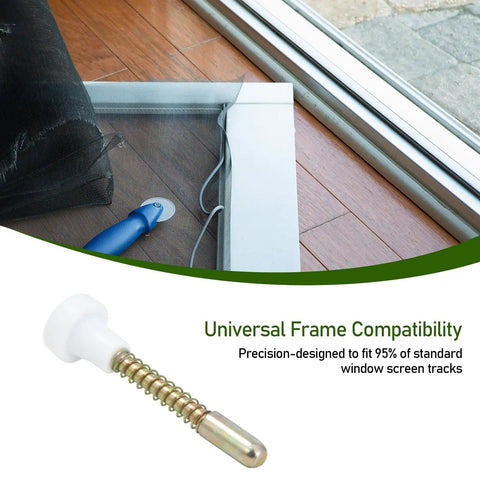Heavy Duty Aluminum Window Screen Plunger Latches 16 Pack With Caps showing assembly for easy installation on standard tracks.