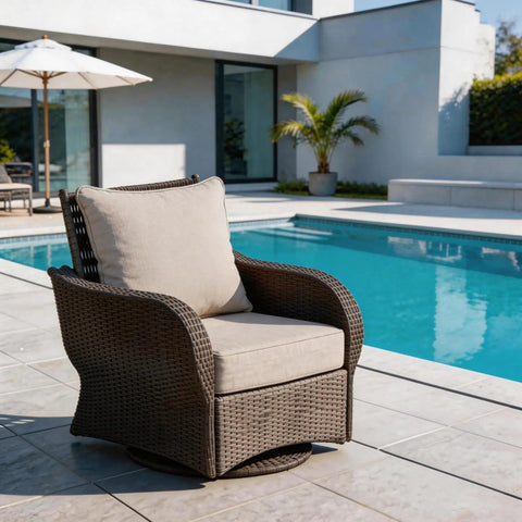 Thick Outdoor Patio Cushions Set Of 2 Deep Seat Cushions 22x24x5.1 Inches For Most Chairs on wicker chair by pool