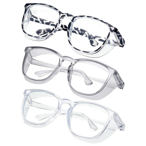Anti Fog Safety Glasses With Anti Blue Light, Protective Eyewear For Nurses And All Day Use, square frame clear lenses
