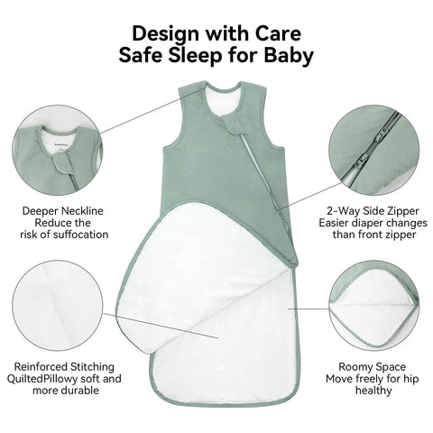 Soft Bamboo Rayon Sleep Sack For Babies 12 To 18 Months, 1.0 Tog with 2-way zipper and highlighted features