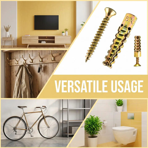 30 Packs Hollow Wall Anchors With Screws For Loose Hinges And Cabinet Doors Durable Metal Anchors To Repair Stripped Holes In Drywall used for shelves, hooks, bike, and bathroom fixtures