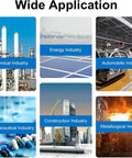 Chemical, energy, automobile, pharmaceutical, construction, and metallurgical industries illustrated in grid format.