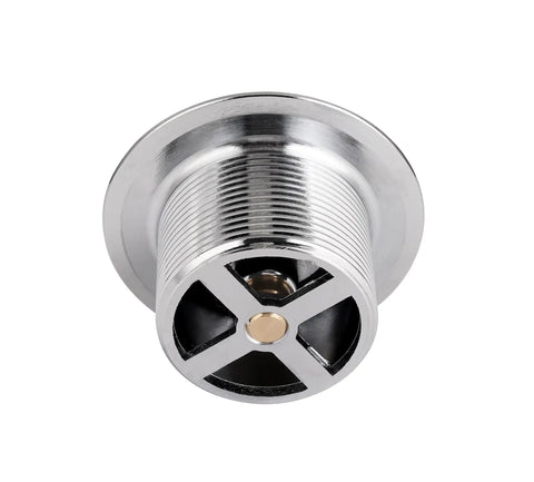 Heavy Duty Tub Drain Kit With Slick Push Pull Bathtub Strainer And Durable Zinc Alloy Body Plus Classic Chrome Finish viewed from above.