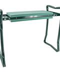 Two In One Foldable Garden Kneeler And Seat With Cushioned EVA Foam For Back And Knee Relief, Heavy Duty Metal Frame, Green