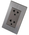 Heavy Duty Circular 6 Hole Wall Outlet With Premium Stainless Steel Faceplate And Rugged Metal Cap Rock Solid 16a Power Socket for Home Office Multi Device Hub.
