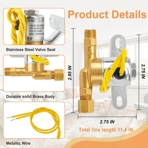 4040 Humidifier Water Solenoid Valve Replacement For Aprilaire Whole House Humidifier Series 400 400M 500 500M brass valve details