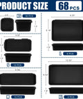 68 Piece Tool Box Organizer Tray Set With 5 Sizes XL L M S XS for garage and workshop drawer storage shown by tray sizes