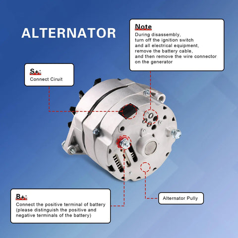 High Output 105 Amp 1 Wire 10SI Self Exciting Alternator Replacement For SBC BBC GM 12 Volt Electrical Alternator diagram