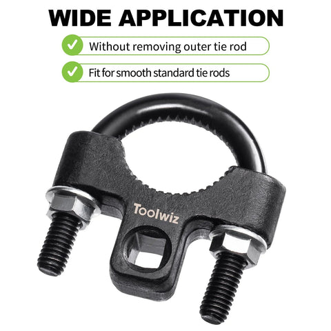 Toolwiz inner tie rod removal tool, 3/8 inch universal low-profile U-wrench with non-slip teeth, black metal