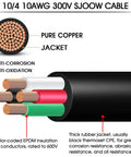 Heavy Duty 100 Ft 10/4 SJOOW Cord Cable Waterproof Oil Resistant Power Wire For Generators And Motors No Cap Just Dang Tough Wiring with copper strands.