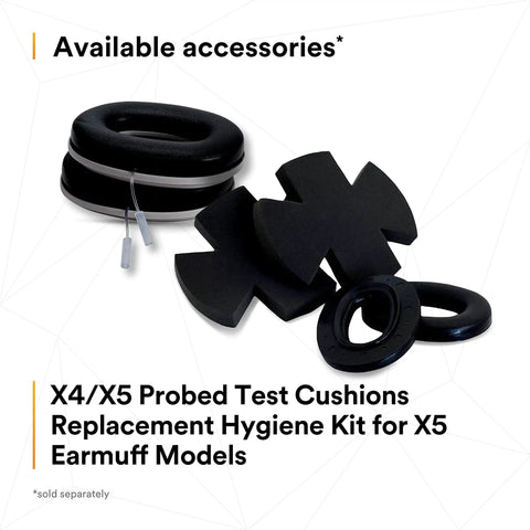 Replacement hygiene kit for X5 earmuffs with cushions and probes, compatible with Cap Style Ear Muffs With Hard Hat Attachment