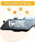 Headlights Assembly With Black Housing Replacement For Acura TSX 2004 2005 Halogen Bulbs AC2518106 AC2519106 close-up view